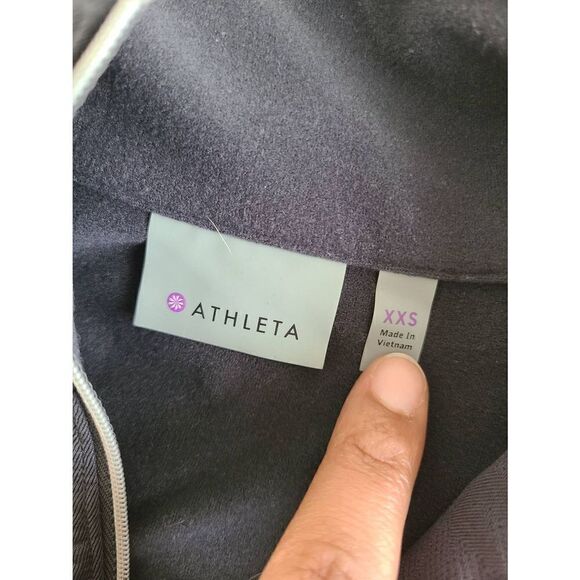 Athleta Activewear Top Women's 2XS Black Drawstring Hem Half Zip Polyester Blend - Picture 4 of 6